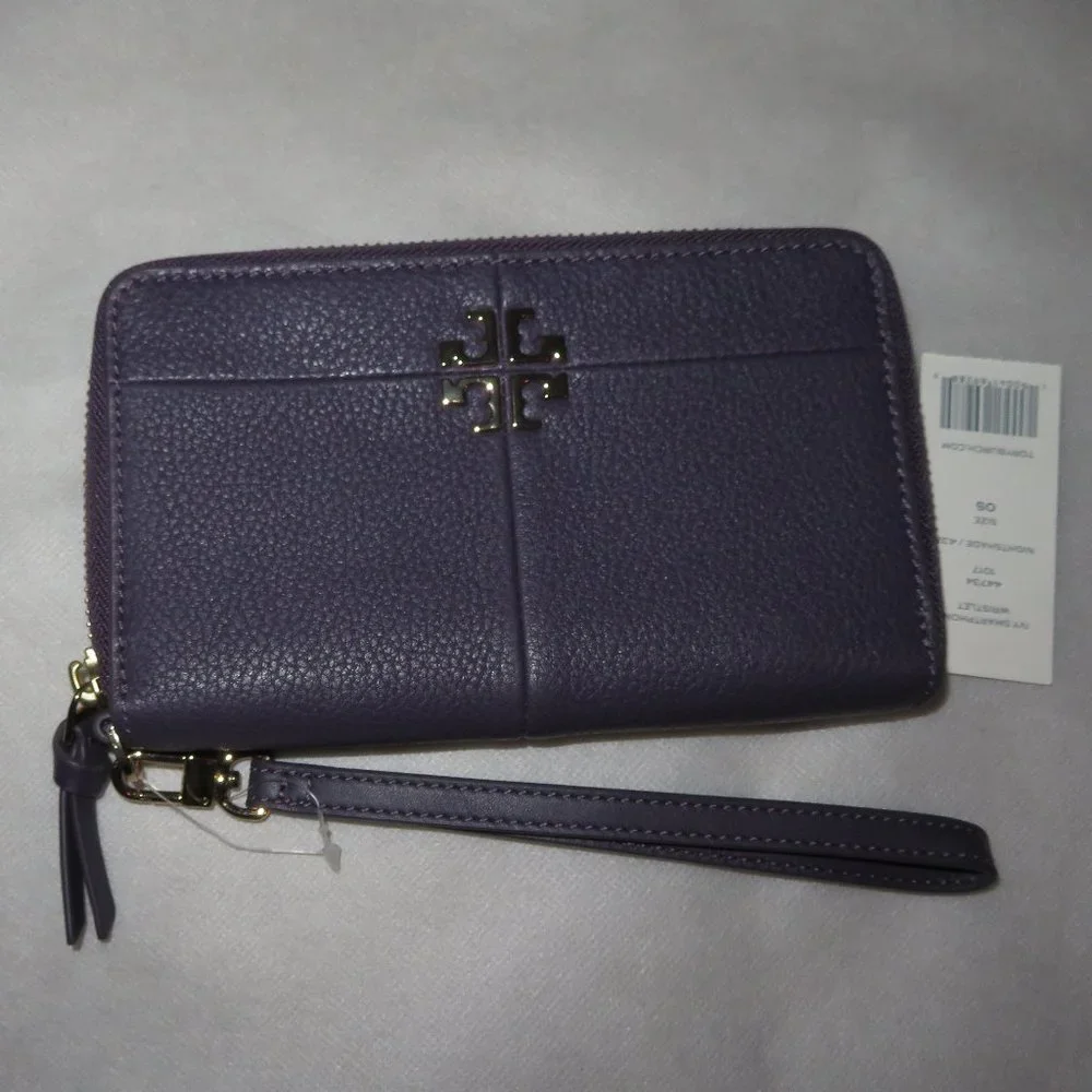 Tory Burch Wristlet In Nightshade Leather - Picture 3 of 12